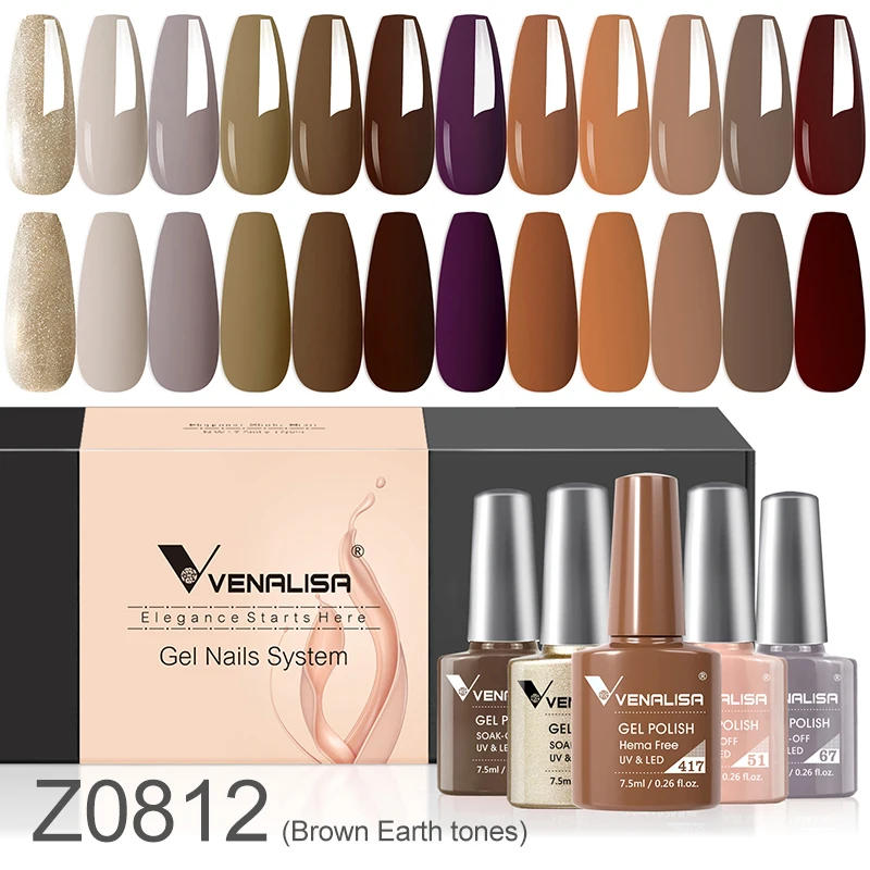 Description Picture 6 of itemVenalisa Milky White Jelly Color Earth Brown Collection Nail Gel Polish Soak Off UV LED Gel Varnish Full Coverage Nail Manicure