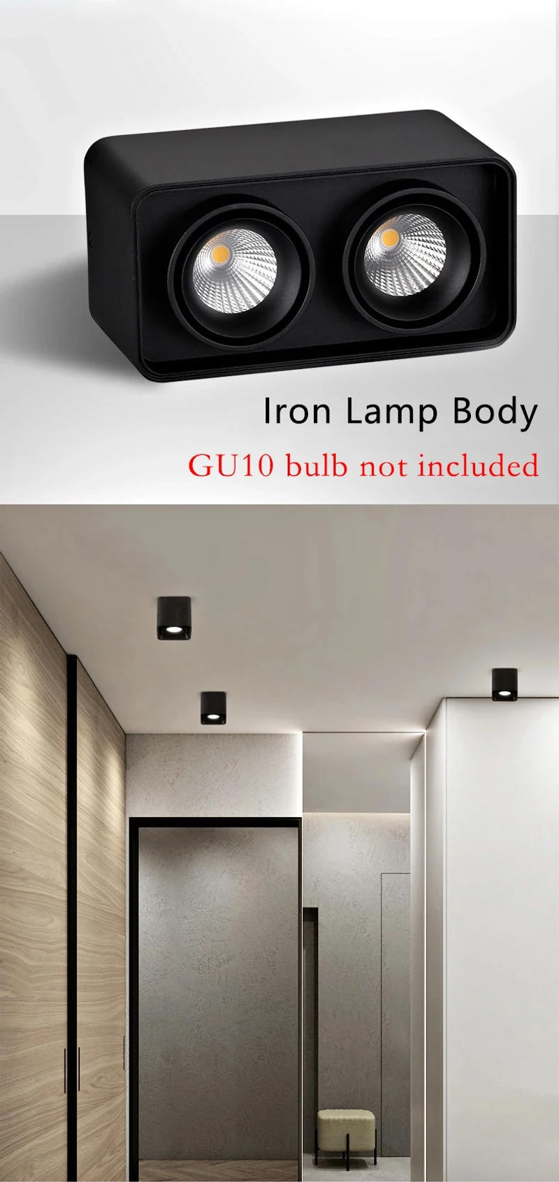 Description Picture 6 of itemGU10 Spotlight COB Surface Mounted Nordic Style No Bulb Spotlight 30 Degree Adjustment Ceiling Lamp for Family Store Spot Lights