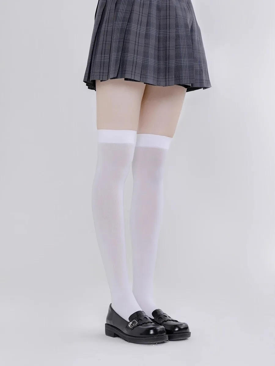 Description Picture 3 of itemSolid Color Lolita Long Stockings JK Women Girls Cute Black White Tights Over Knee Thigh High Socks Cosplay Sexy Nylon Stockings