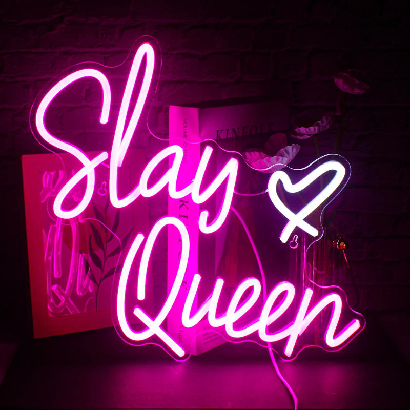 Description Picture 2 of itemSlay Queen Neon Sign LED Room Wall Art Decor USB Powered For Party Bedroom Club Store Game Room Entertainment Room Decor
