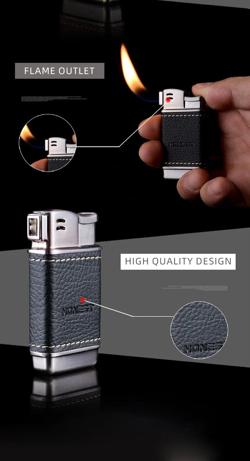 Description Picture 5 of itemHonest Gas Lighter Pipe Lighter Oblique Fire Metal Butane Gas Cigarette Lighters Refilled Smoking Accessories