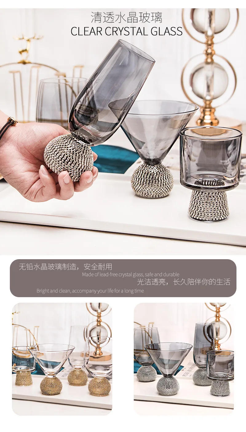 Description Picture 5 of itemCrystal Glass Hand-Painted Floral Goblet Red Wine Glass Chinese Antique Wine Glass