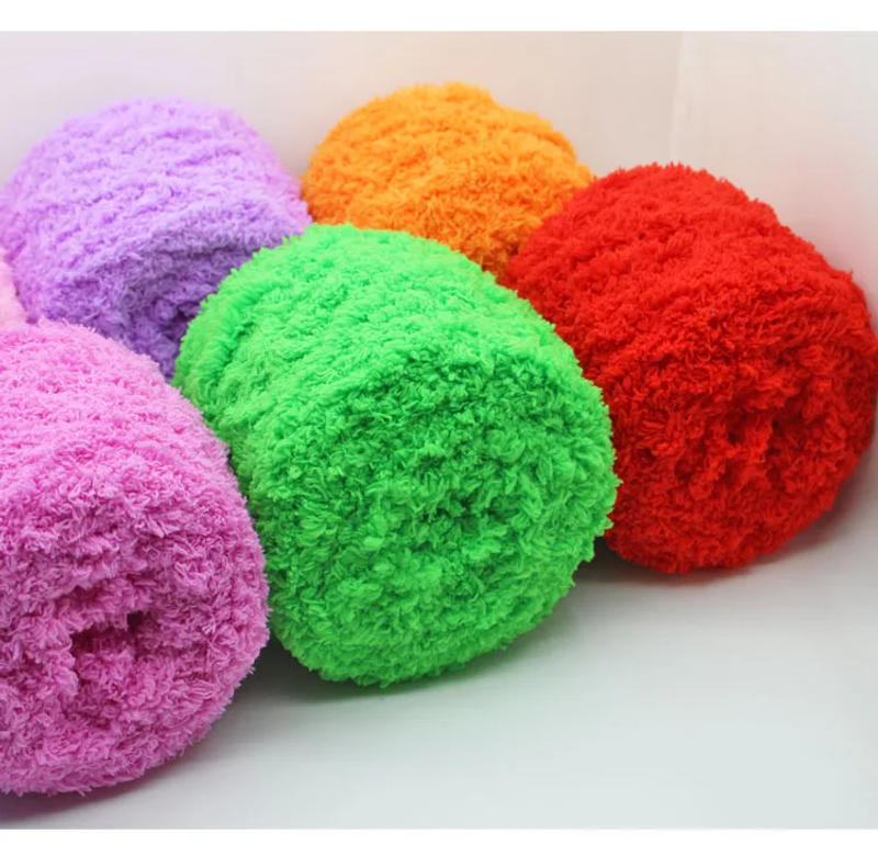 Description Picture 4 of item1Pc 100g Velvet Chenille Yarn for hand knitting Super Soft Crochet Yarn DIY line Blanket sweater bag shoes toy 3 strand threads
