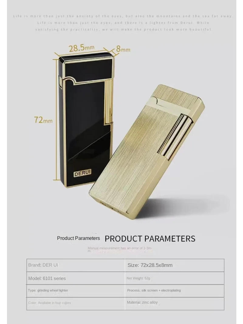 Description Picture 4 of itemNew Light Luxury High-end Ultra-thin Langsheng Metal Inflatable Butane Grinding Wheel Lighter Men's Gift Cigarette Accessories