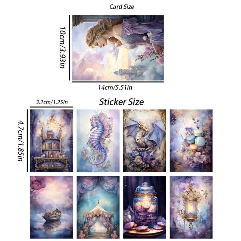 Description Picture 6 of itemJAIIMAN 44pcs(12cards+32stickers) Purple Dream Junk Journal Set,Perfect for Journal Supplies,Arts Crafts,Scrapbooking Supplies