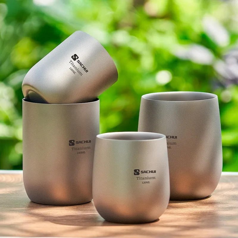 Description Picture 4 of itemPure Titanium Cup Double-layer Anti-scalding Camping Water Cup 120ml/240ml Outdoor Portable Coffee Cup for Camping Hiking Cool