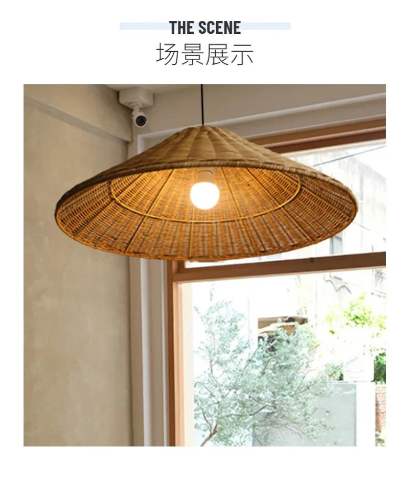 Description Picture 3 of itemHigh Quality Vintage Rattan Pendant Lights Hand Knitted Wicher Ceiling Suspension Table Dining Room Kitchen Hanging Lamps