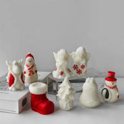 Christmas Aroma Candle Ornament Silicone Mold DIY Elk Snowman Soap Plaster Resin Casting Making Molds Home Decor Christmas Gifts