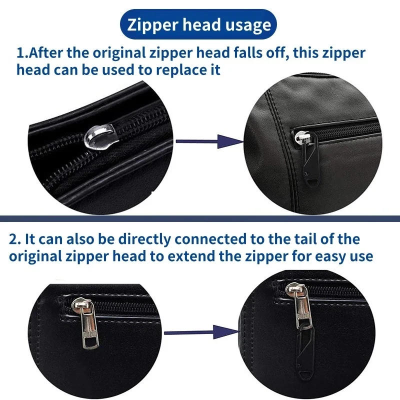 Description Picture 4 of item1/5/10/20Pcs Zipper Slider Puller Instant Repair Bag Replacement Bad Buckle Travel Suitcase Head DIY Sewing Craft
