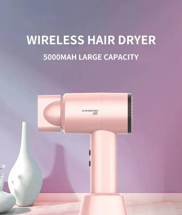 Description Picture 2 of itemPowerful Portable Wireless Rechargeable Hair Dryer With Cold And Hot Air Lithium Battery Cordless 300W Outdoor Travel Blow Dryer