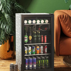 HCK 220V 88L Single-door Mini Wine Cabinet Refrigerator Tea Small Ice Bar Office Home Glass Door Beverage Fridge Nevera Vino