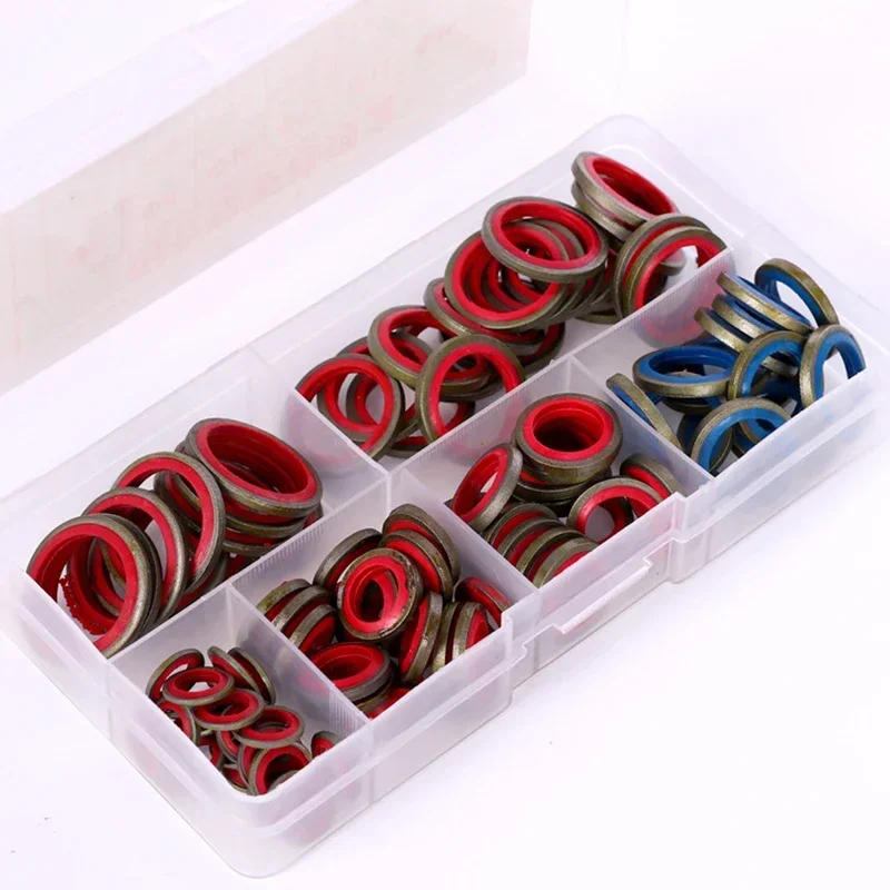 Description Picture 5 of item100/245pcs High Press Hydralic Rubber Oil Pip Bonded Washer NBR Metal Seal Ring Drain Plug Gasket Fit Combined Sealing Set