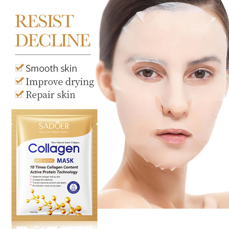 Description Picture 3 of item1/5/10/20pcs Collagen Facial Mask Moisturizing Brightening Lifting Skincare Treatment Face Masks Kit