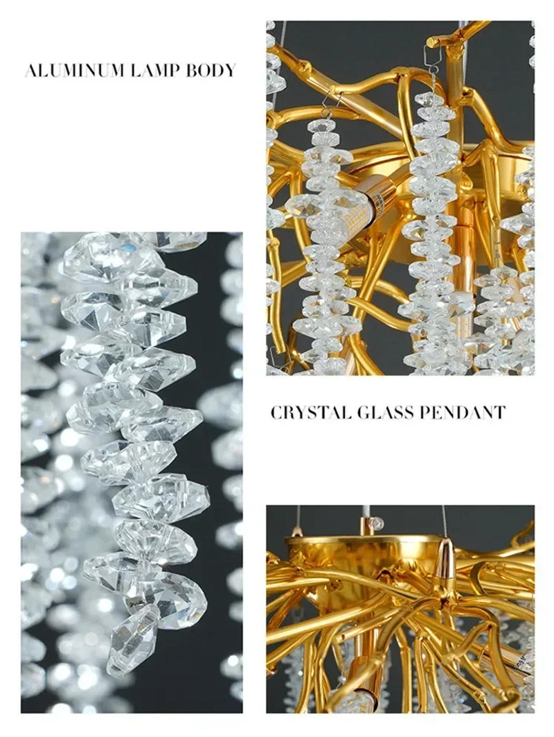 Description Picture 3 of itemNordic Tree Branch Lustre Crystal Led Lights Modern Dining Table Pendant Chandelier Modest Ceiling Lamps for Room Home-appliance