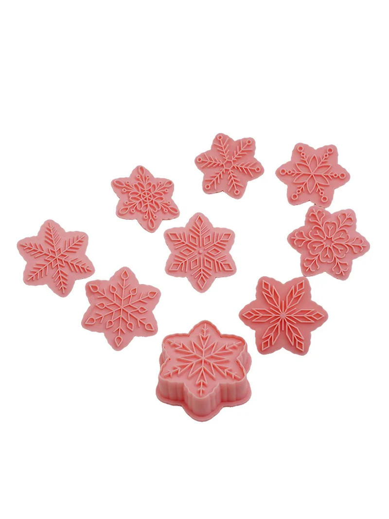 Description Picture 4 of itemChristmas Press-On Cookie Cutter Set - 9pcs Cookie Snowflake Cutters Bakeware Cookie Tools Halloween Accessories