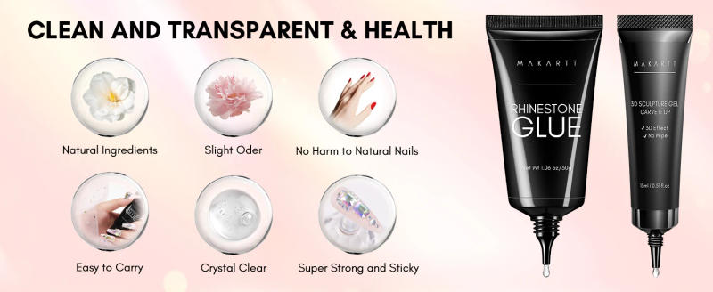 Description Picture 3 of itemMakartt Nail Rhinestone Glue with 3D Nail Gel Kit, Nail Charm Glue Super Strong Gel Nail Glue for Nail, 3D Sculpting Gel