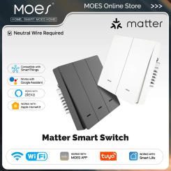 MOES Tuya Matter WiFi Smart Light Button Switch EU Verison Remote Control Work With Alexa Google Home Apple Homekit Smartthings