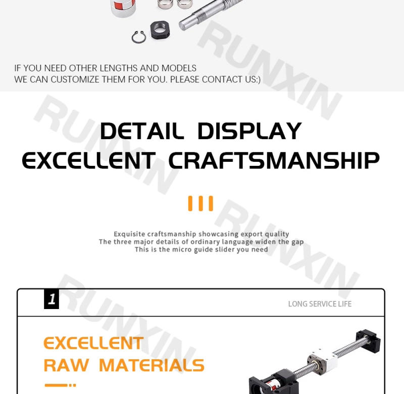 Description Picture 3 of itemRXTNC C7 Ball Screw Kit SFU3205 L300-1400mm with Single Nut+BF25+DSG32H+Coupling+HM25-110 Motor Mount for cnc 3d printer part