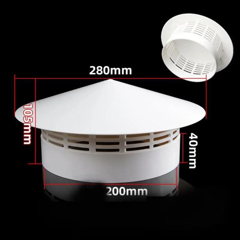 Description Picture 5 of item75/110/160/200mm PVC Roof Air Vent Grille Round Ducting Ventilation Exhaust Cover Weather Proof Vent Cap