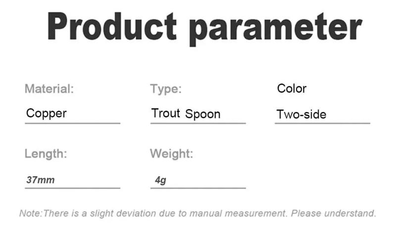 Description Picture 3 of itemTrout Fishing SPoon 4g 37mm Colorful Spoon Bait Copper Metal jig Fishing Lure Bait Lures Spinner For Trout Chub Perch Salmon