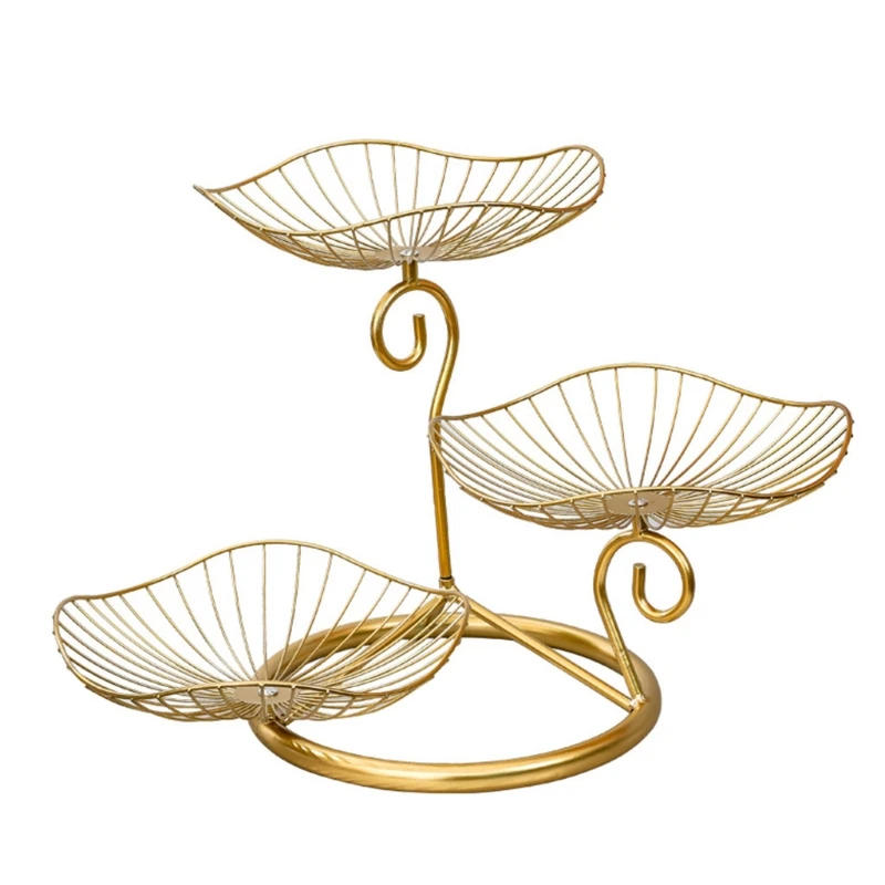 Description Picture 2 of itemCreative Simple Three-layer Fruit Tray Groceries Fruit Vegetable Basket Bracket Decoration Fruit Bowl Storage Rack Black Gold
