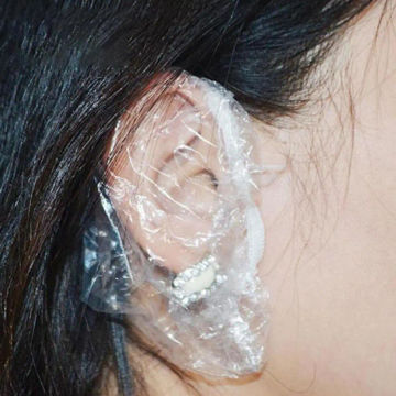 100pcs Disposable Ear Cover Salon Dyeing Hair Bath Shower Transparent Ear Caps