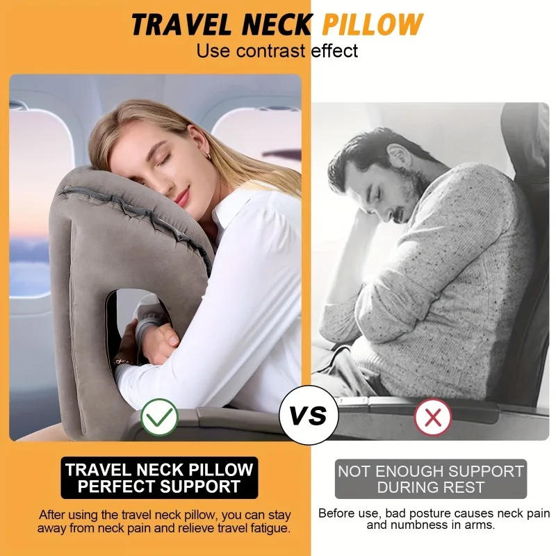 Description Picture 2 of itemMultifunction Inflatable Travel Pillow Travel for Airplane Avoid Neck Shoulder Pain,Support Head,Used Sleeping Rest Neck Pillow