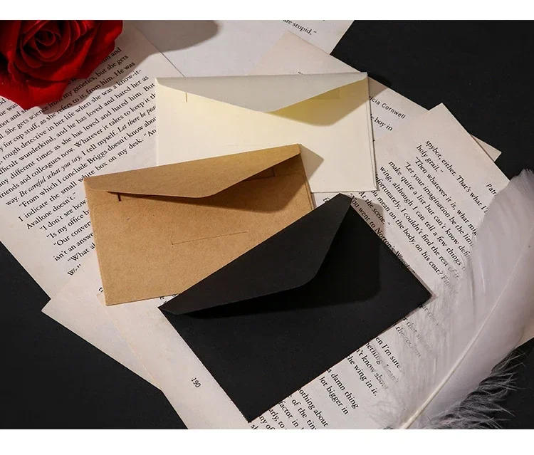 Description Picture 3 of itemClassical White Black Kraft Blank Mini Paper Window Envelopes Wedding Invitation Envelope Gift Envelope Gift Bag