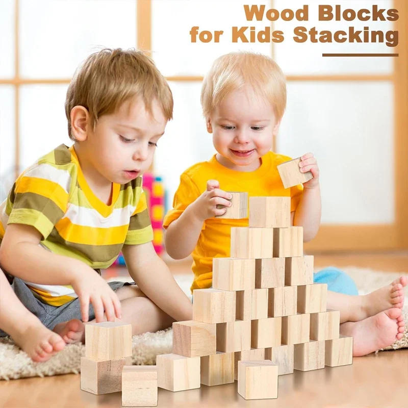 Description Picture 5 of item50pcs 15mm Unfinished Wooden Cubes, Natural Wood Cube Blocks Square Slices Cutouts for Arts, Crafts, and DIY Projects
