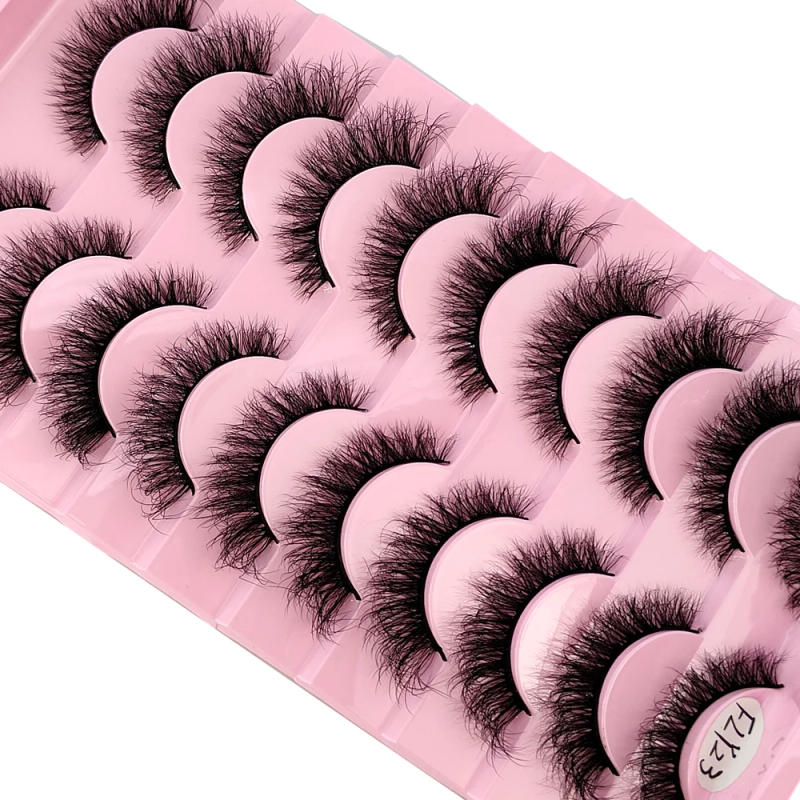 Description Picture 4 of item10 Pairs Faux Mink Eyelashes Handmade False Eyelashes Natural Nude Makeup Simulation Cross Messy Eye 3D Curly Eyelashes