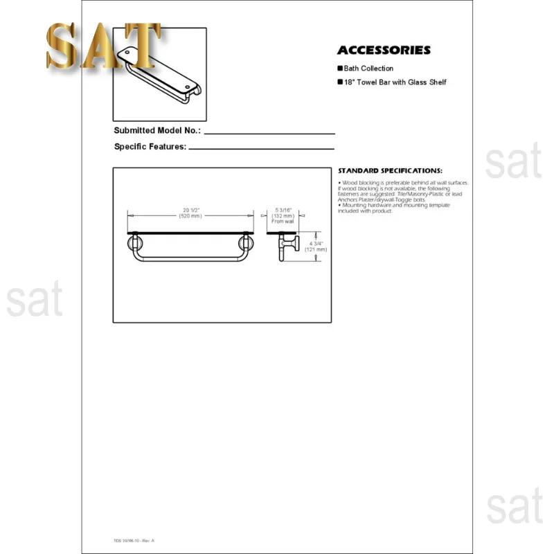 Description Picture 6 of itemBetter Homes & Gardens Chandler 18" Towel Bar With Glass Shelf, Chrome