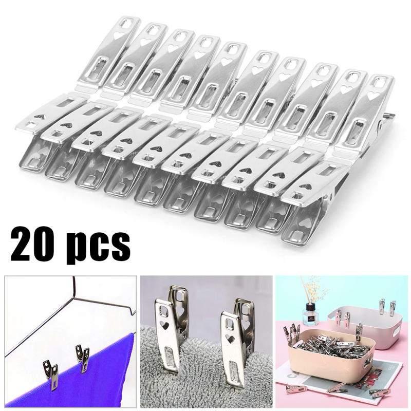 Description Picture 5 of item20Pcs Multipurpose Windproof Spring Loaded Clothes Pin Antislip Stainless Steel Pegs Metal Drying Hanger Sewing Clip Towels Sock