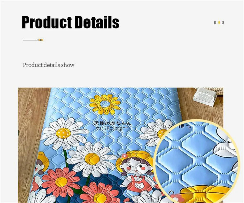 Description Picture 6 of itemNew Pattern Portable Folding Bed Mattress Comfortable Cushion on Floor Soft Single Mattress for Students Men Women