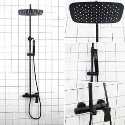 Brass Matt Black/Gold Brushed Bath Shower Faucet Rainfall Shower Head  Hand Shower Sprayer Bathroom Shower System Set Water Tap