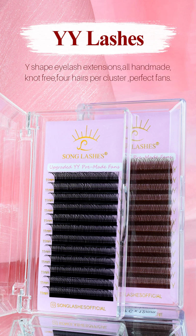 Description Picture 2 of itemSONG LASHES 12 Rows YY Lashes 8-15MIX Hand Woven Soft and Natural Lashes Black/Brown False Eyelashes Extension Makeup Tools