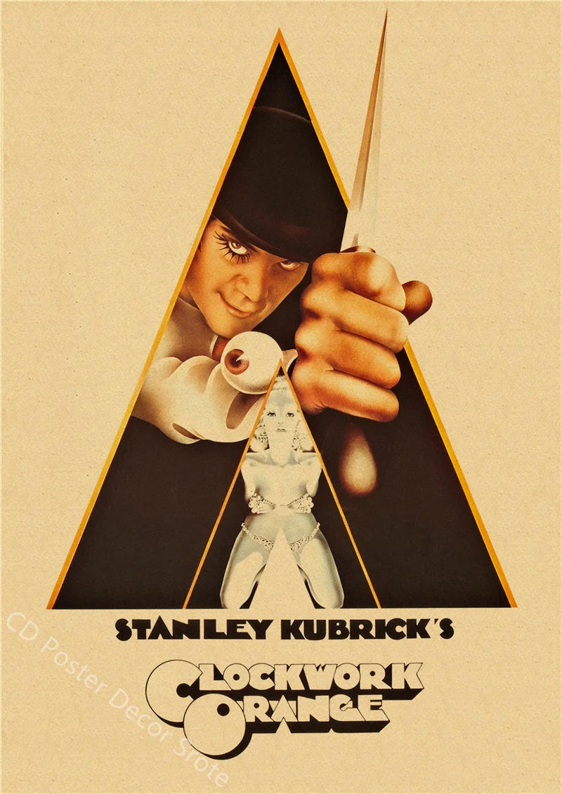 Description Picture 4 of itemClassic Movie A Clockwork Orange Poster Crime Film Kraft Paper Posters Vintage Room Bar Cinema Decor Aesthetic Art Wall Painting