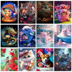 PhotoCustom Frameless Painting By Numbers For Adults Cat Picture By Numbers Animals Acrylic Paint On Canvas Home Decors Art