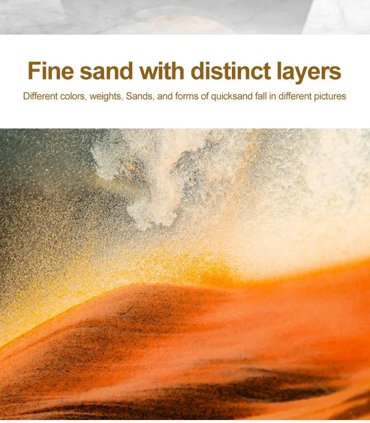 Description Picture 6 of itemArt Flowing Sand Painting Rotatable Hourglass Picture Black Frame Glass Sand Clock Deep Sea Quicksand Home Decoration Sandglass