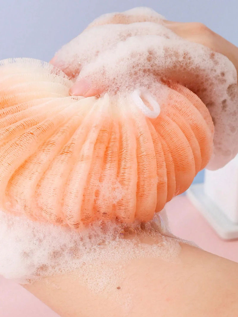 Description Picture 6 of item1pc Shower Mesh Foaming Sponge Balls Soft Body Scrub Exfoliating Skin Back Brush Cleaner for Bath Bubble Ball Bath Accessories