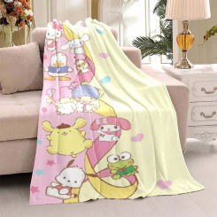 3D Printed Cartoon Cute Pom Pom Purin Blanket Anime Plush Sofa Set Travel Picnic Beach Towel Gives Fans Gifts