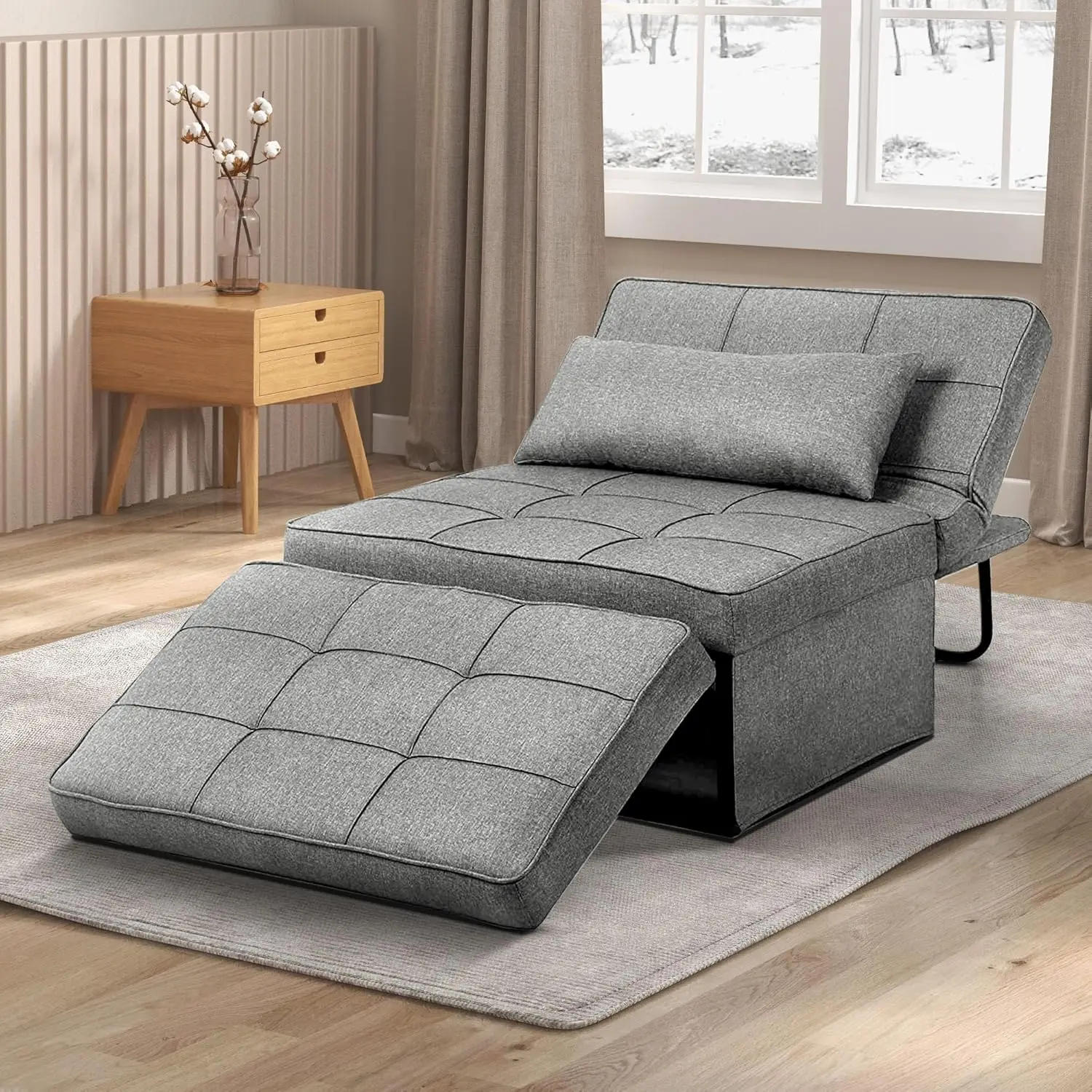 Description Picture 2 of itemConvertible Sofa Bed,4-in-1 Multi-Functional Futon Chair Bed, Folding & No Installation Sofa Couch with Adjustable Backrest