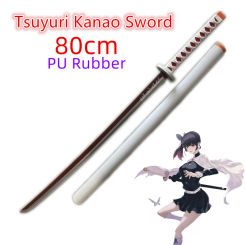 WW 80cm Cosplay Swords Anime Demon Slayer Katana Weapon Original Sword Tsuyuri Kanao Swords Toy Safety Rubber Model Gift
