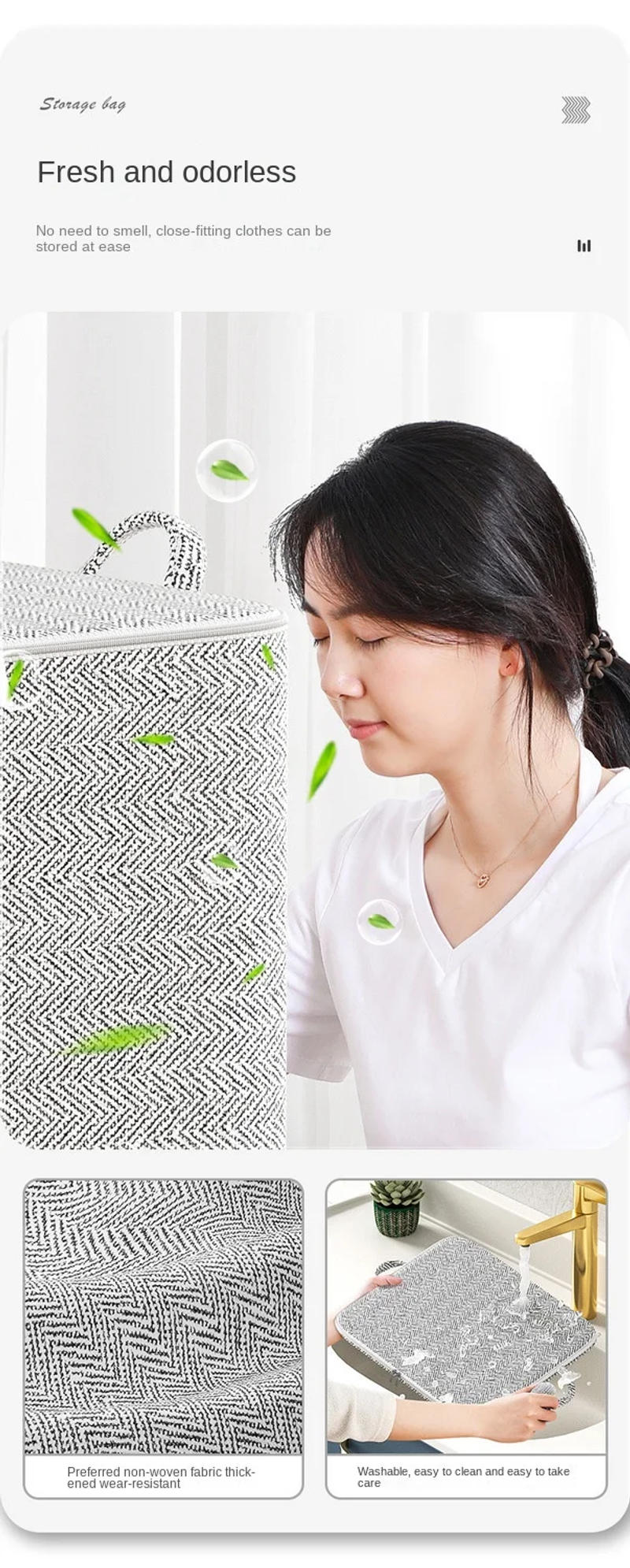 Description Picture 3 of itemNon-woven Fabric Fold Storage Box Bedroom Wardrobe  Toy Clothes Sundries Organizer with Cover Underwear Sock Home Accessories