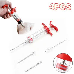 BBQ Meat Syringe Marinade Injector Sauce Injector Roast Needle Turkey Chicken Spice Flavor Syringe Injector Barbecue Accessories