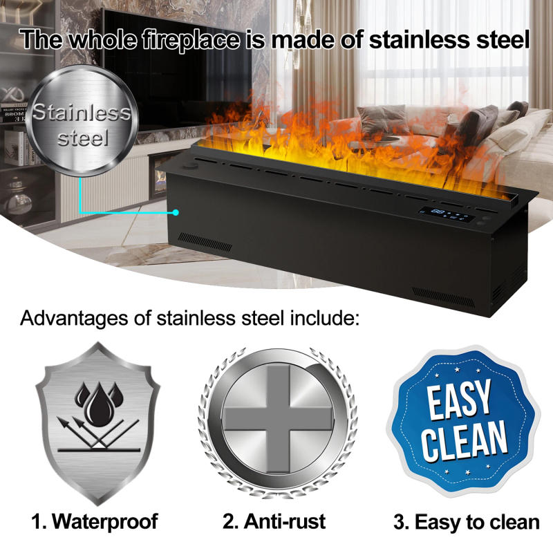 Description Picture 4 of itemNew 3D realistic flame water vapor fireplace humidifier, 5-year warranty, silent water mist, automatic drainage, steam fireplace