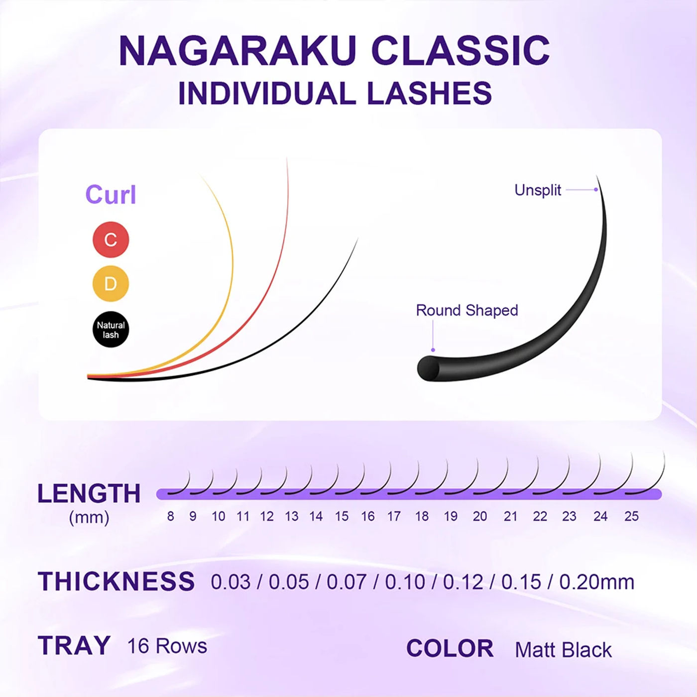 Description Picture 5 of itemNAGARAKU All Size 6 Cases C D CC DD Curl Faux Mink Eyelashes Extension Individual Eyelashes Artificial Fake False Eyelashes