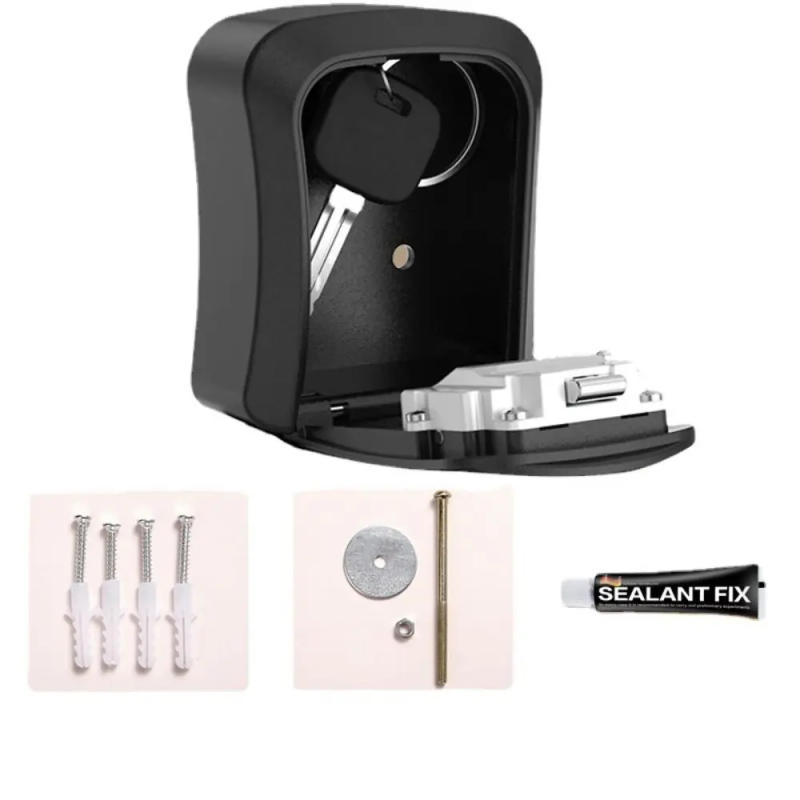 Description Picture 4 of itemKey Safe Box 4 Digit Combination Lock Key Security Storage Case Outdoor Wall Mounted Anti-theft Key Lock Box Door Lock Code Box