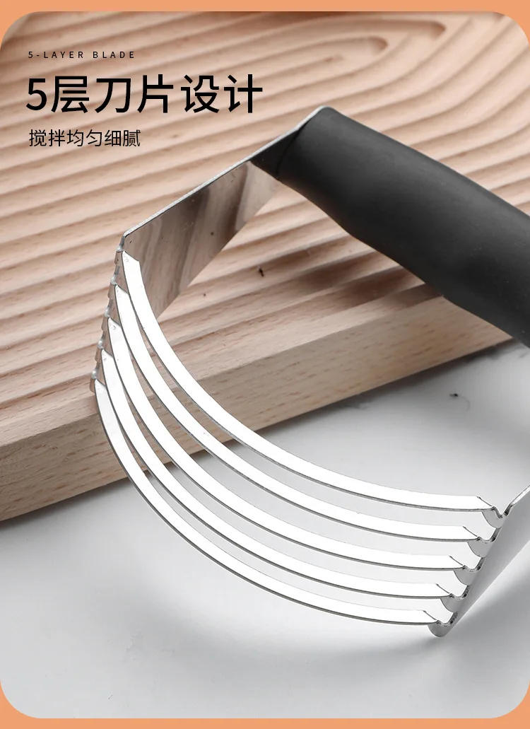 Description Picture 6 of itemHand Held 5 Blades Dough Blender Stainless Steel Duty Dough Blender Pastry Cutter Chopper Kitchen Baking Dough Butter Tools