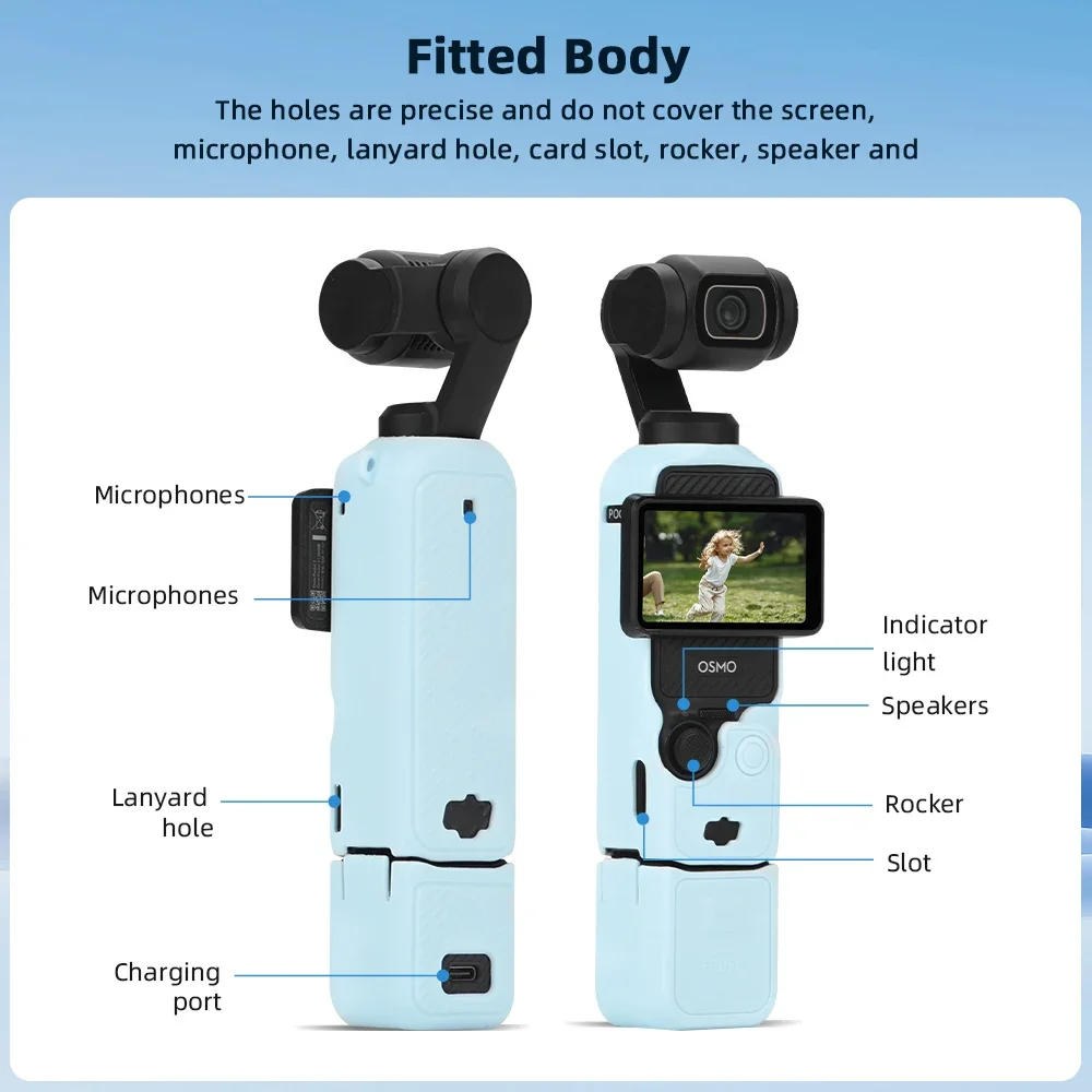 Description Picture 3 of itemBRDRC Silicone Case for DJI Pocket 3 Camera Anti-Scratch Gimbal Camera Protective Cover with Rope Camera Accessories