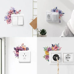 Flower Switch Stickers Green Leaves Plants Wall Sticker Tropical Switch Wallpaper Self-Adhesive Wall Decals Home Decor DIY
